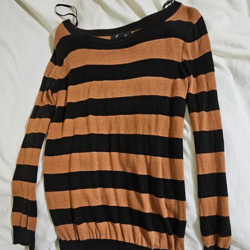 Forever 21 Black & Dark Orange Stripe Shirt